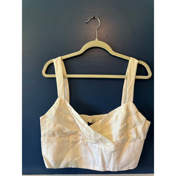 NWT Banana Republic | Ivory Cropped Linen-Blend Crossover Tank | Size 14 - Picture 2 of 8